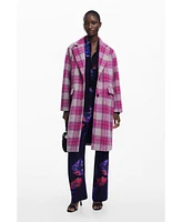 Desigual Women's Pink tartan coat