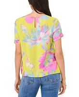 Vince Camuto Women's Rolled-Cuff Printed Top