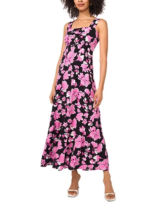 Vince Camuto Women's Printed Square-Neck Tiered Sleeveless Maxi Dress