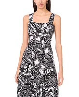 Vince Camuto Women's Printed Square-Neck Tiered Sleeveless Maxi Dress