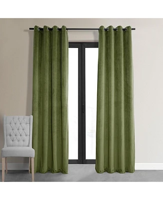 Half Price Drapes Basque Green Grommet Signature Velvet Blackout Curtain