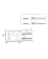 Fm Furniture Luray Wall Cabinet kitchen in Melamine wit 4 Doors and Open Storage, Natural Oak