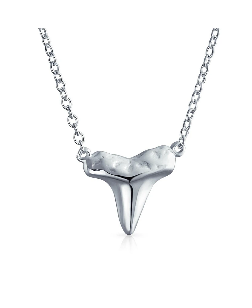 Bling Jewelry Nautical Fisherman Shark Tooth Pendant Necklace in Sterling Silver