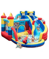 Inflatable Bounce Castle with Slide Climbing Wall and 450W Blower