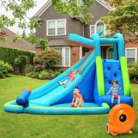 Hippo Inflatable Water Slide Bounce House Fun Outdoor Playset for Kids