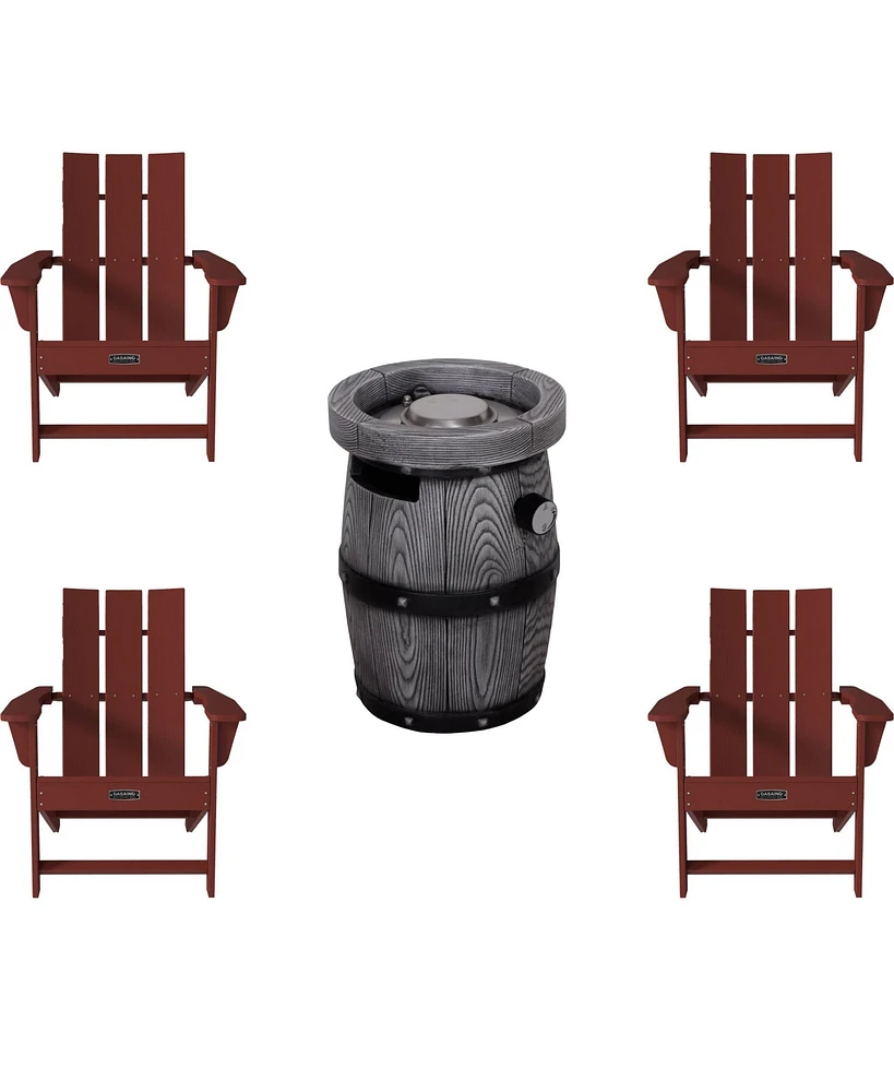 Piece Hdpe Adirondack Chair Outdoor Meeting Set with 14-inch Round Fire Pit,10000 Btu