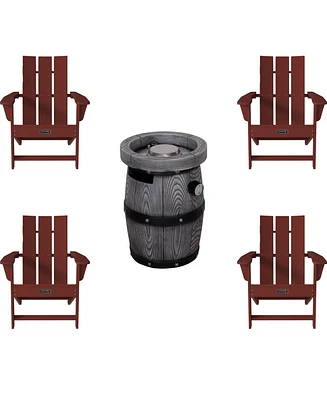 Piece Hdpe Adirondack Chair Outdoor Meeting Set with 14-inch Round Fire Pit,10000 Btu