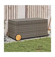 Garden Storage Box with Wheels Gray 50.2 Gal Poly Rattan