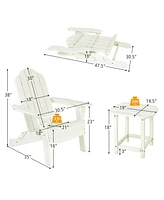 Gymax 3PC Patio Folding Adirondack Chair Side Table Cup Holder Poolside