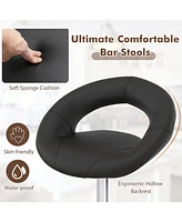 Height Adjustable Bar Stools Set of 2 with Hollow Back and Footrest