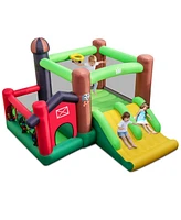 6-in-1 Inflatable Bounce House with Double Slides without 735W Blower