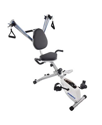 Stamina Foldable Exercise Bike and Strength System With Smart Workout App and 250 Pound Weight Capacity for Home Workout, Gray