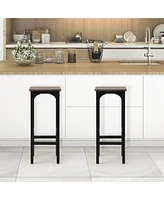 Gymax Set of 2 Industrial Bar Stools 28'' Kitchen Breakfast Bar Chairs