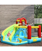 Inflatable Bounce House with Climbing Wall & Basketball Hoop Fun Outdoor Playset for Kids