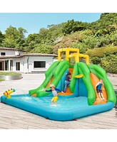 Inflatable Water Park Bounce House with Climbing Wall Fun Outdoor Playset
