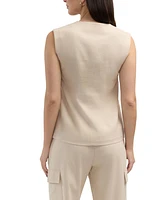 Ellen Tracy Women s Linen Vest with Welt Pockets