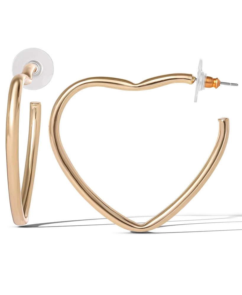 Jessica Simpson Gold-Tone Heart-Shaped Hoop Earrings – Valentines Gift Romantic and Stylish Fashion Hoops