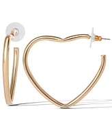 Jessica Simpson Gold-Tone Heart-Shaped Hoop Earrings – Valentines Gift Romantic and Stylish Fashion Hoops