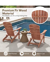 Gymax Folding Adirondack Chair Set of 2 w/ High Backrest & Wide Armrests Wooden