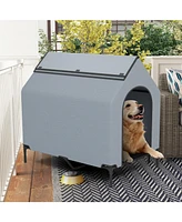 Middle Outdoor Elevated Pet House with Ventilated Windows