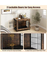 Dog Crate Furniture with Double Lockable Doors and Removable Pull-out Tray