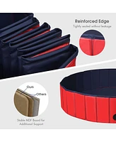 63 Inch Foldable Leakproof Dog Pet Pool Bathing Tub Kiddie Pool for Dogs Cats and Kids