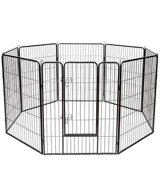 8 Metal Panel Heavy Duty Pet Playpen Dog Fence with Door