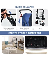 4-in-1 Double Pet Stroller with Detachable Carrier and Travel Carriage