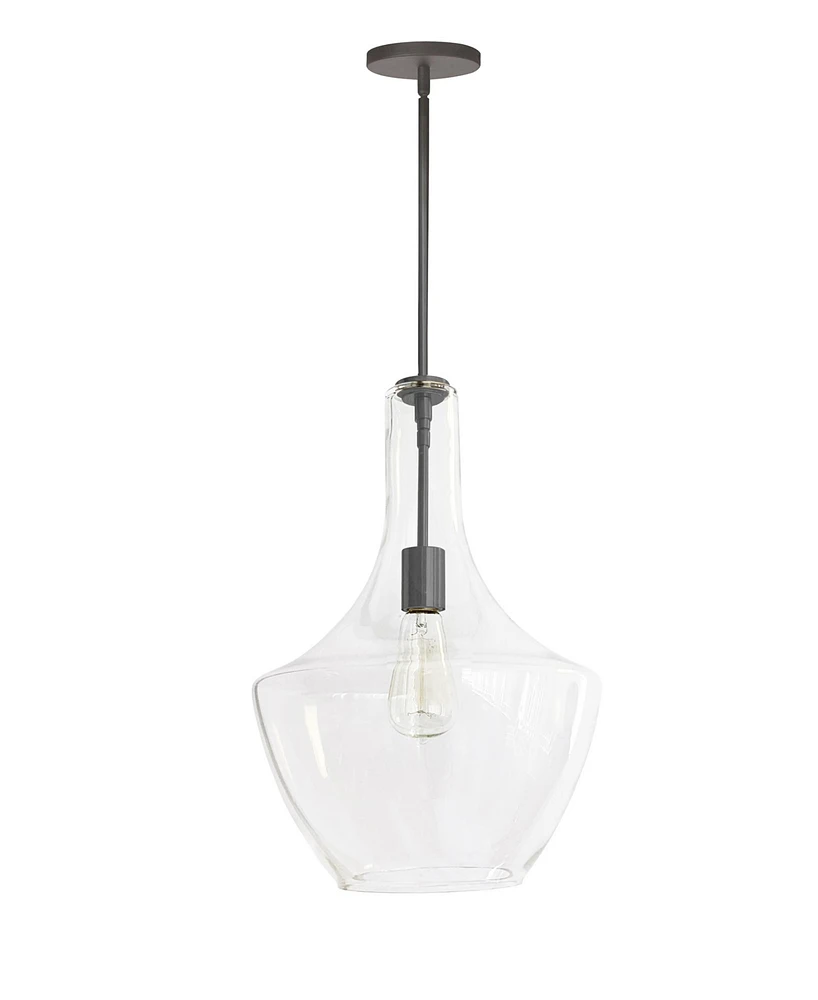 Dainolite 17.75" Glass, Metal Petalite 1 Large Light Pendant with Glass