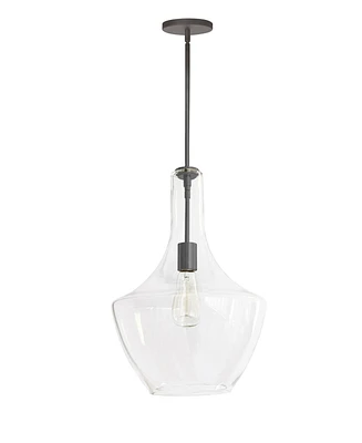 Dainolite 17.75" Glass, Metal Petalite 1 Large Light Pendant with Glass