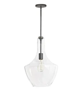 Dainolite 17.75" Glass, Metal Petalite 1 Large Light Pendant with Glass