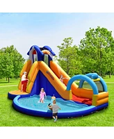 Inflatable Bouncy House with Slide and Splash Pool without Blower