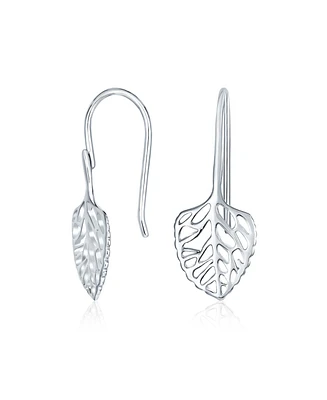 Bling Jewelry Delicate Filigree Leaf Dangle Earrings in Sterling Silver Nature-Inspired Jewelry