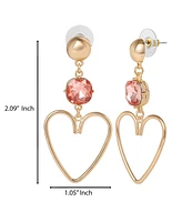 Jessica Simpson Gold-Tone Heart Drop Earrings with Pink Crystal Accent