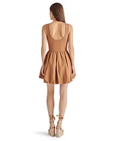 Steve Madden Women's Palermo Mixed-Media Bubble-Hem Fit & Flare Dress