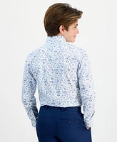 Michael Kors Big Boys Floral-Print Stretch Classic-Fit Dress Shirt