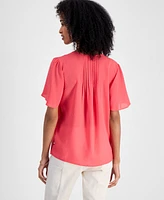 Tommy Hilfiger Women's Gingham Pintucked Top