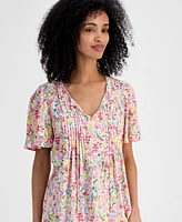 Tommy Hilfiger Women's Pintucked Floral-Print Top