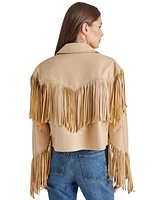 Steve Madden Women's Halia Faux-Leather Fringe-Trim Jacket