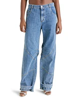 Steve Madden Women's Tre Cotton High-Rise Wide-Leg Jeans
