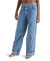 Steve Madden Women's Tre Cotton High-Rise Wide-Leg Jeans