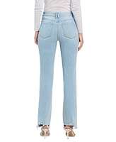 Flying Monkey Women's High Rise Distressed Hem Bootcut Jeans