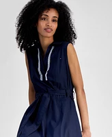 Tommy Hilfiger Women's Lace-Detail Cotton Shirt Dress