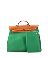 Pre-Owned Hermes 39 Herbag Zip Leather and Toile