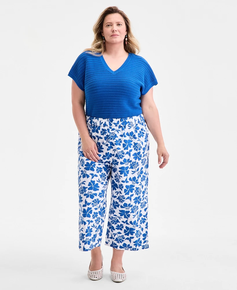 Style & Co Plus Floral-Print Wide-Leg Pants, Exclusively at Macy's