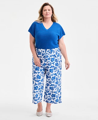 Style & Co Plus Floral-Print Wide-Leg Pants, Exclusively at Macy's