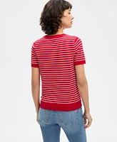 Nautica Jeans Women's Striped Short-Sleeve Sweater