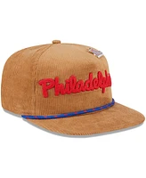 New Era Men's Tan Philadelphia 76ers Victory Grove Corduroy Sneaker Pin Golfer Adjustable Hat