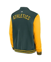 Nike Men's Green/Gold Athletics Authentic Collection Dugout Full-Zip Bomber Jacket