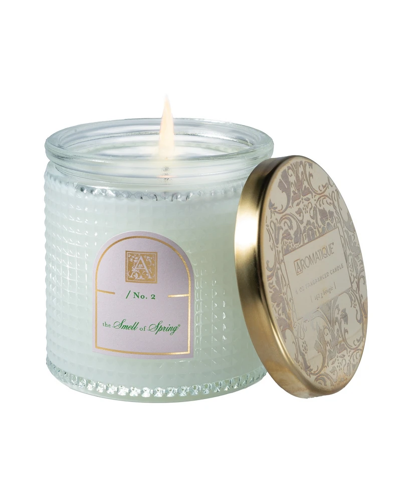 Aromatique The Smell of Spring Textured Glass Candle with Lid, 6 oz.